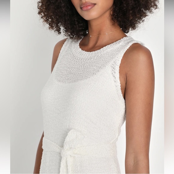Lulu’s Serene Situation White Knit Sleeveless Midi Dress Size Medium NWT - Picture 12 of 12